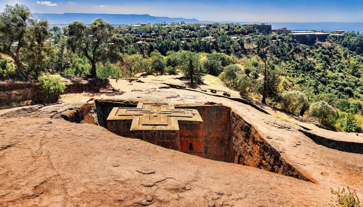 Lalibela chiesa Bet Giorgis dall'alto