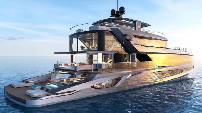 Il super yacht italiano che ha una cascata al suo interno