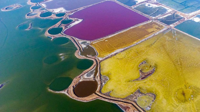 Questo lago salato della Cina sembra un dipinto