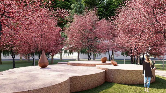 Fiori di ciliegio e sculture cosmiche: Milano ha il suo giardino zen