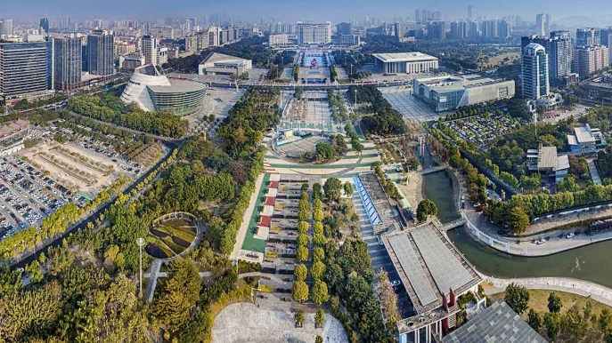 Disegna una città sostenibile e tecnologica e parti per la Cina