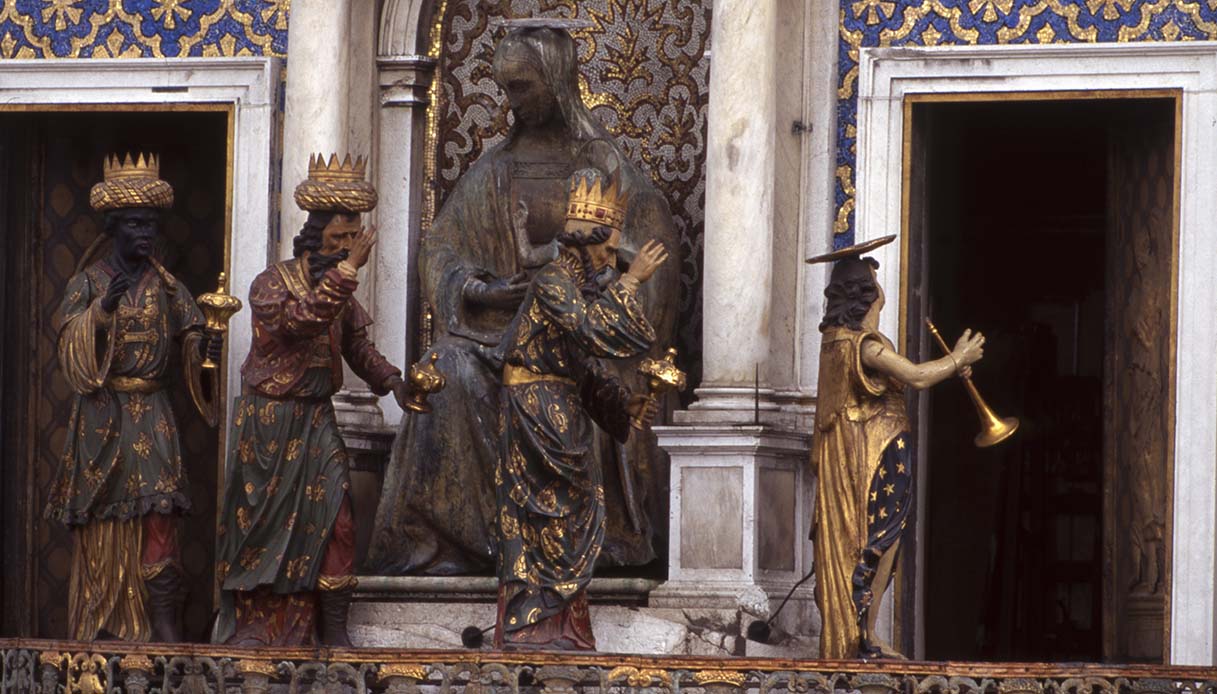 I re Magi sulla torre dell'orologio di Venezia