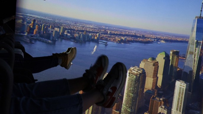 Il teatro volante con vista panoramica su New York