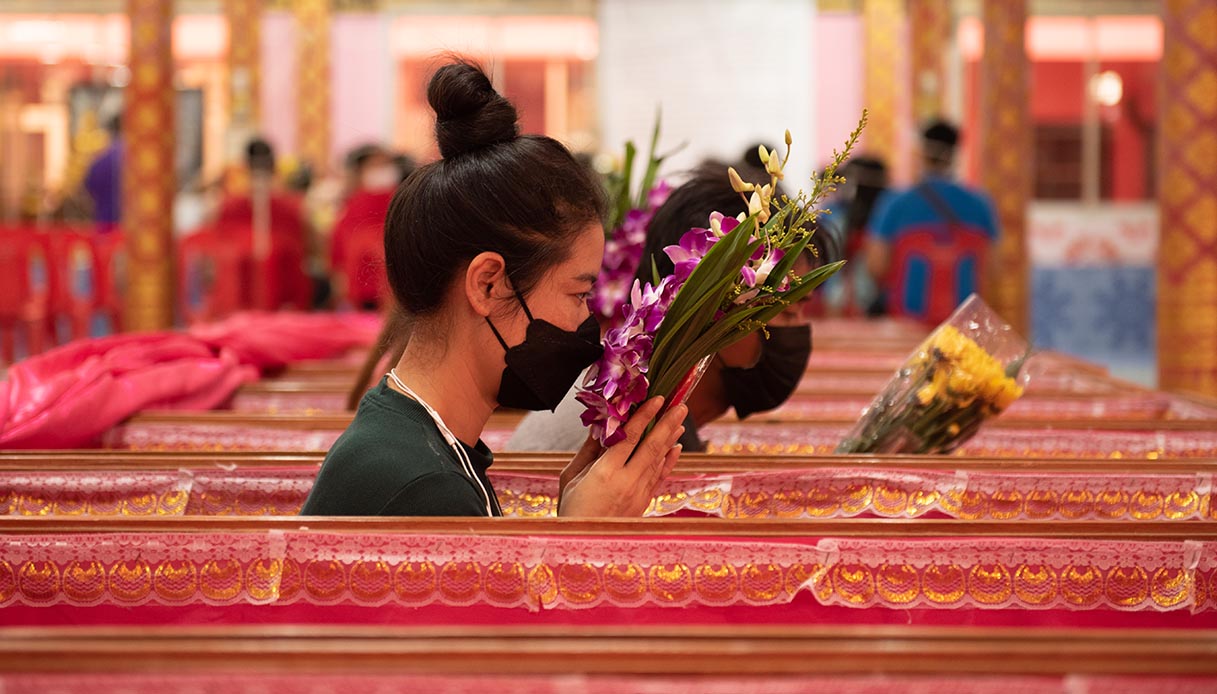 Cerimonia a Wat Takhian, Thailandia