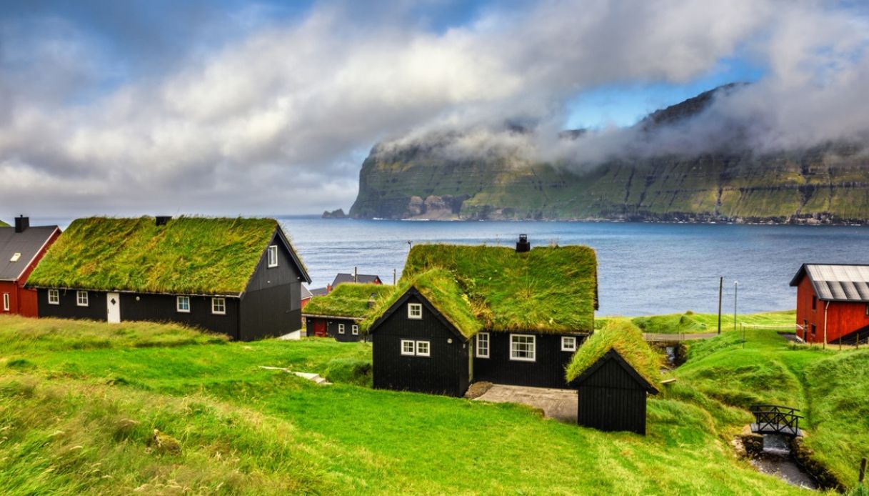 Villaggio di Mikladalur, Isole Faroe, Danimarca