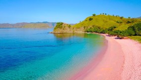 Spiaggia rosa sull'isola di Komodo