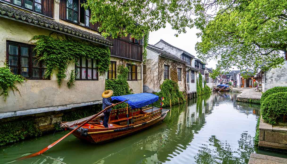 La romantica città di Suzhou in Cina