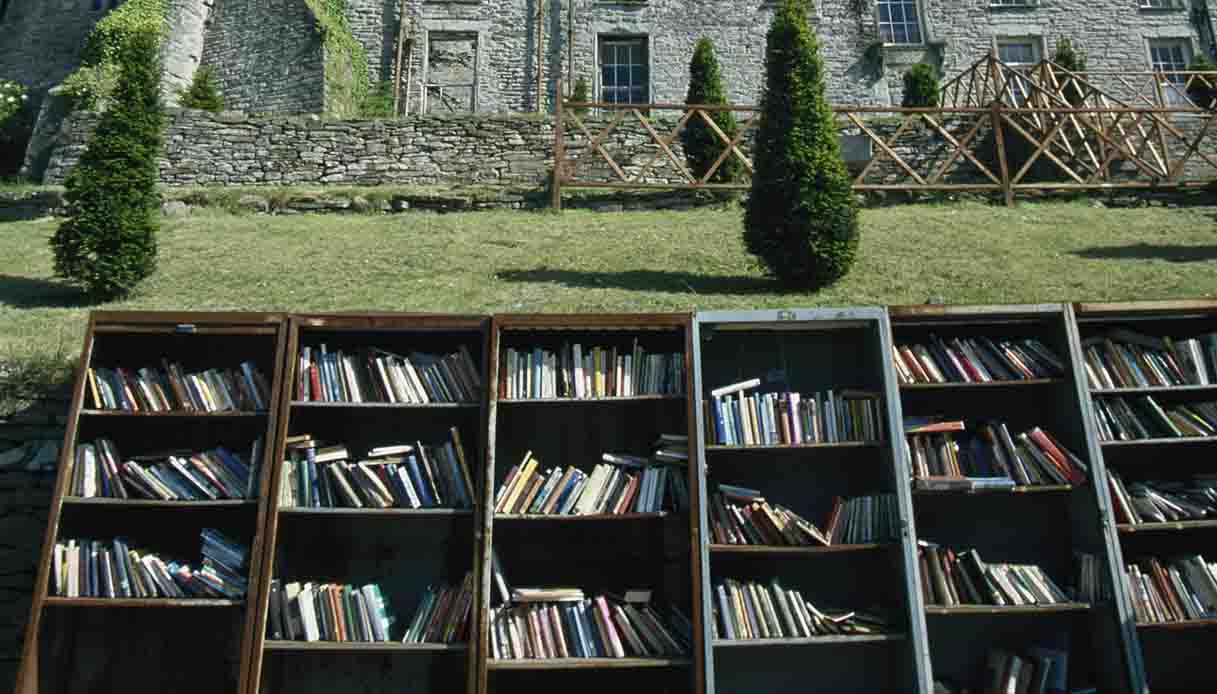 Books on the streets of Hay-on-Wye