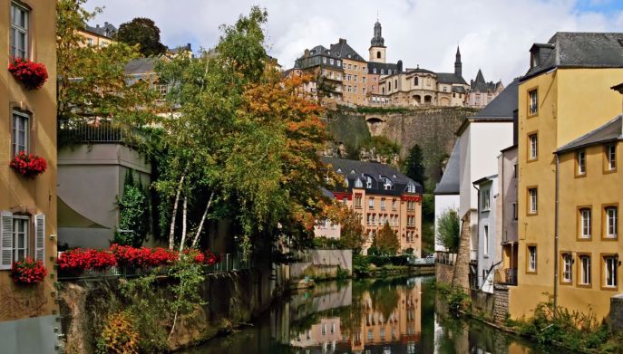 Scorcio del Fiume Alzette di Lussemburgo
