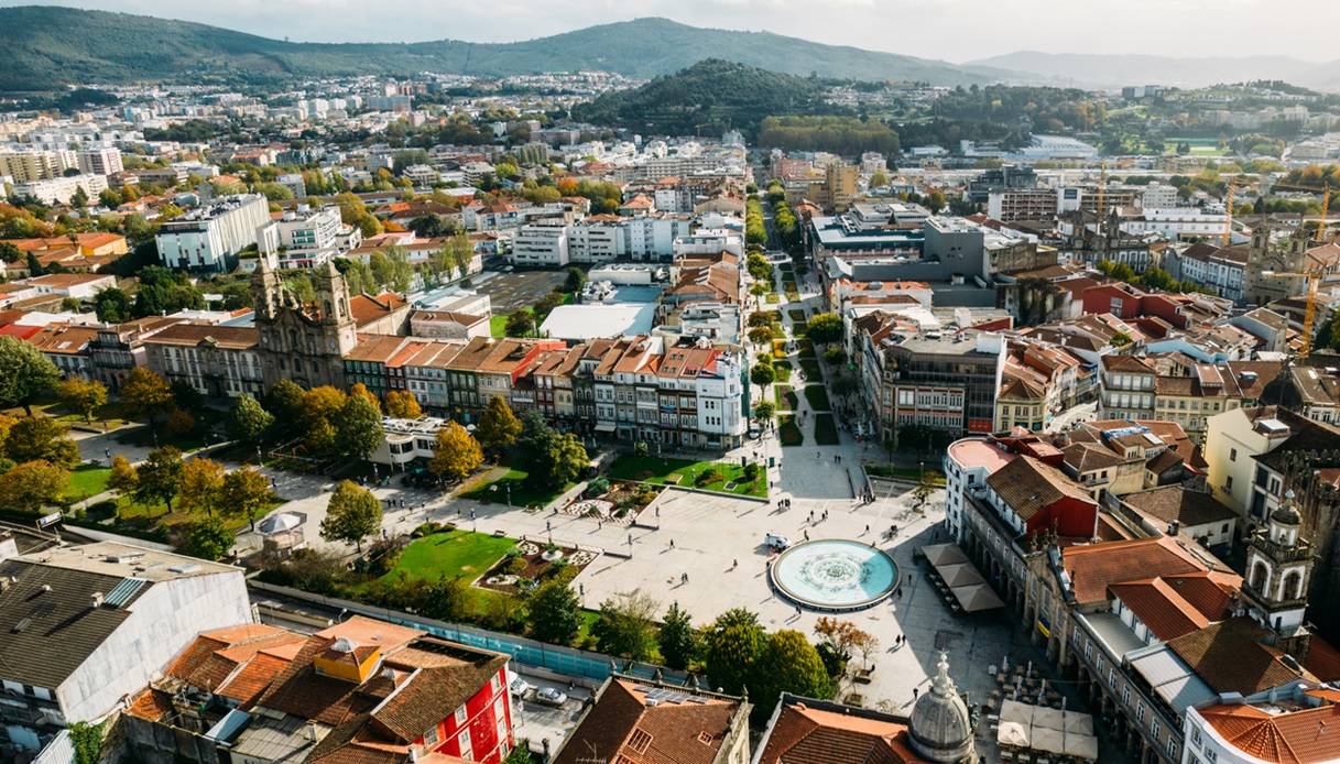 Vista aerea su Braga, in Portogallo