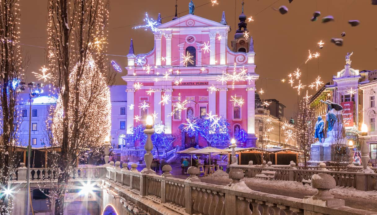 Le luci di Natale a Lubiana