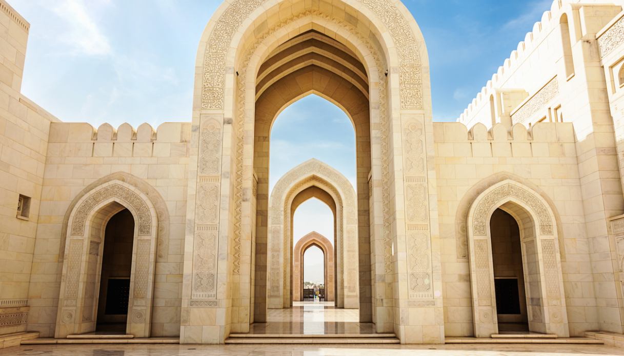 Architettura della Grande Moschea del sultano Qaboos in Oman