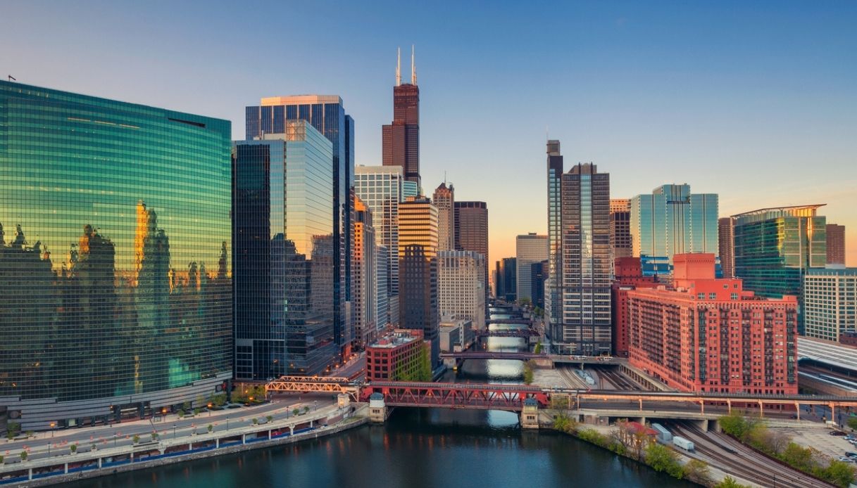 Willis tower vista dallo skyline di Chicago