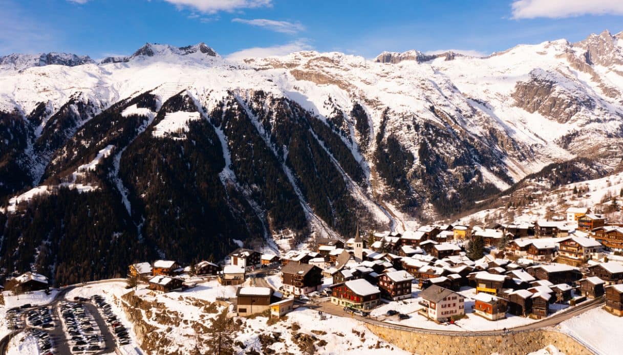 Il villaggio di Bellwald, Svizzera