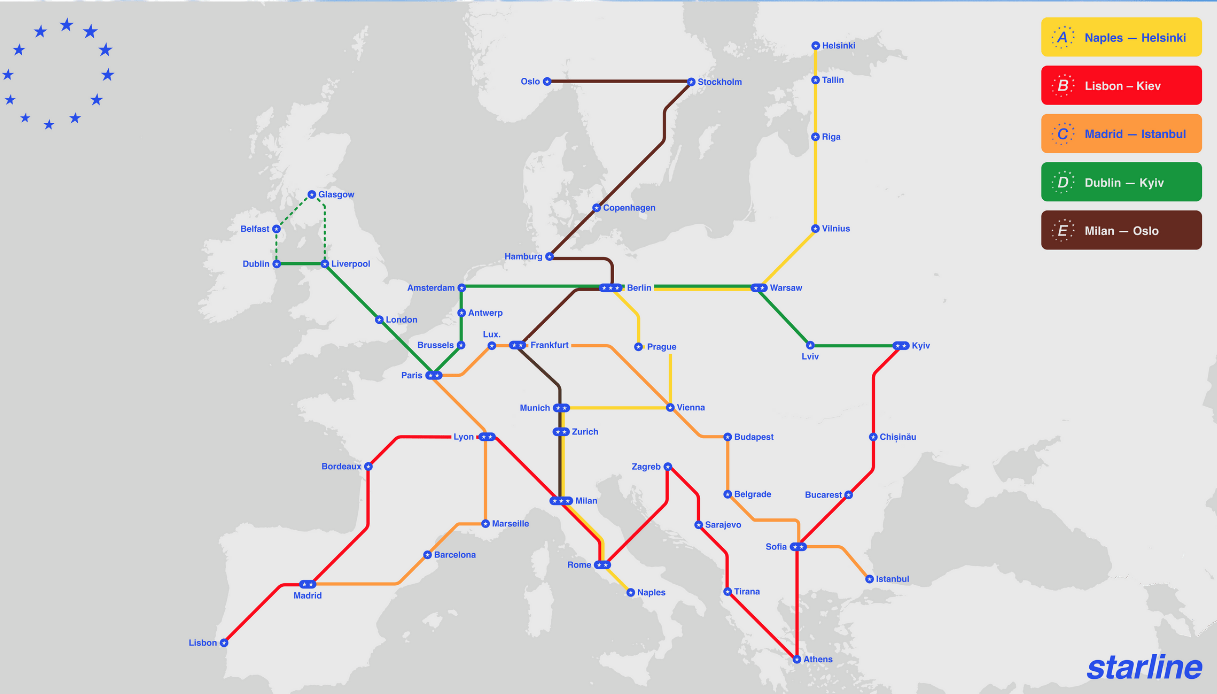 Treno in stile metropolitana collega le città europee