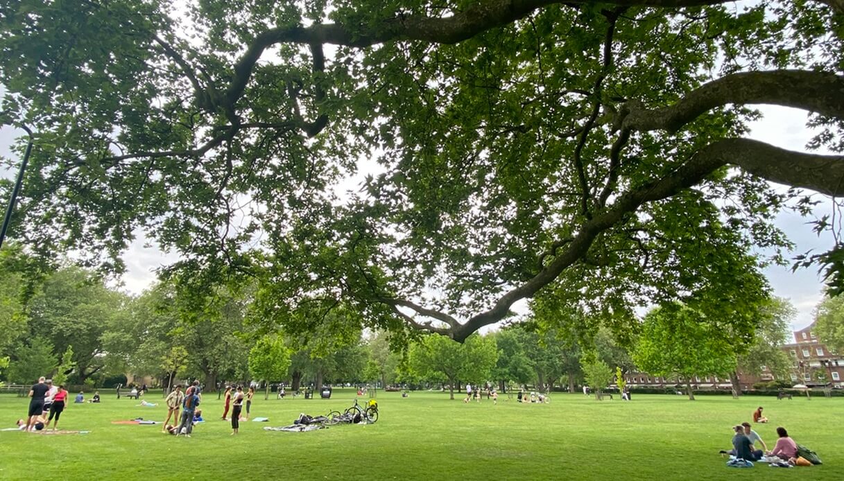 Il parco di Highbury Fields a Islington, Londra