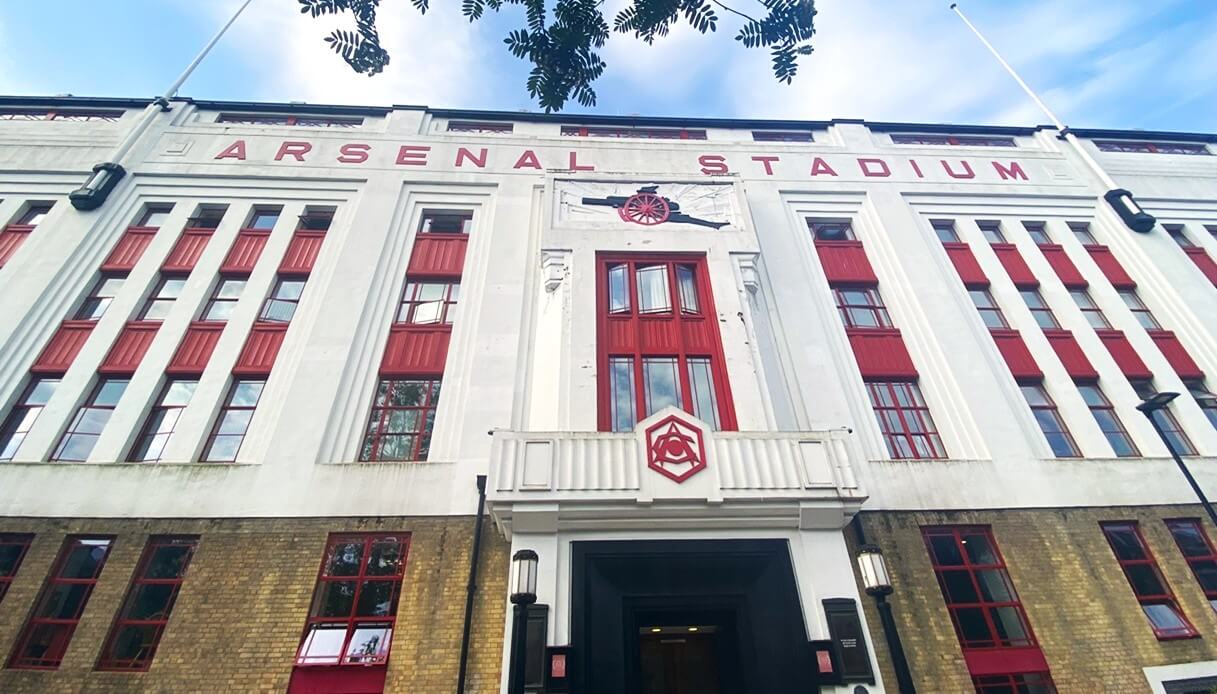 Il vecchio Arsenal Stadium a Highbury, Islington, Londra