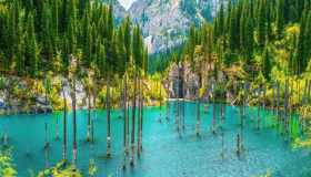 Lago Kaindy, misteriosa meraviglia della natura dove gli alberi emergono dall’acqua