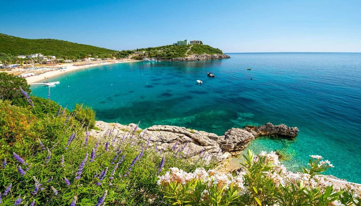 Spiaggia selvaggia con vegetazione