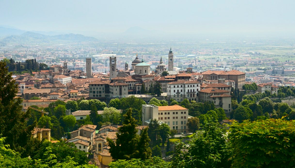 Vista panoramica su Bergamo Alta, Lombardia