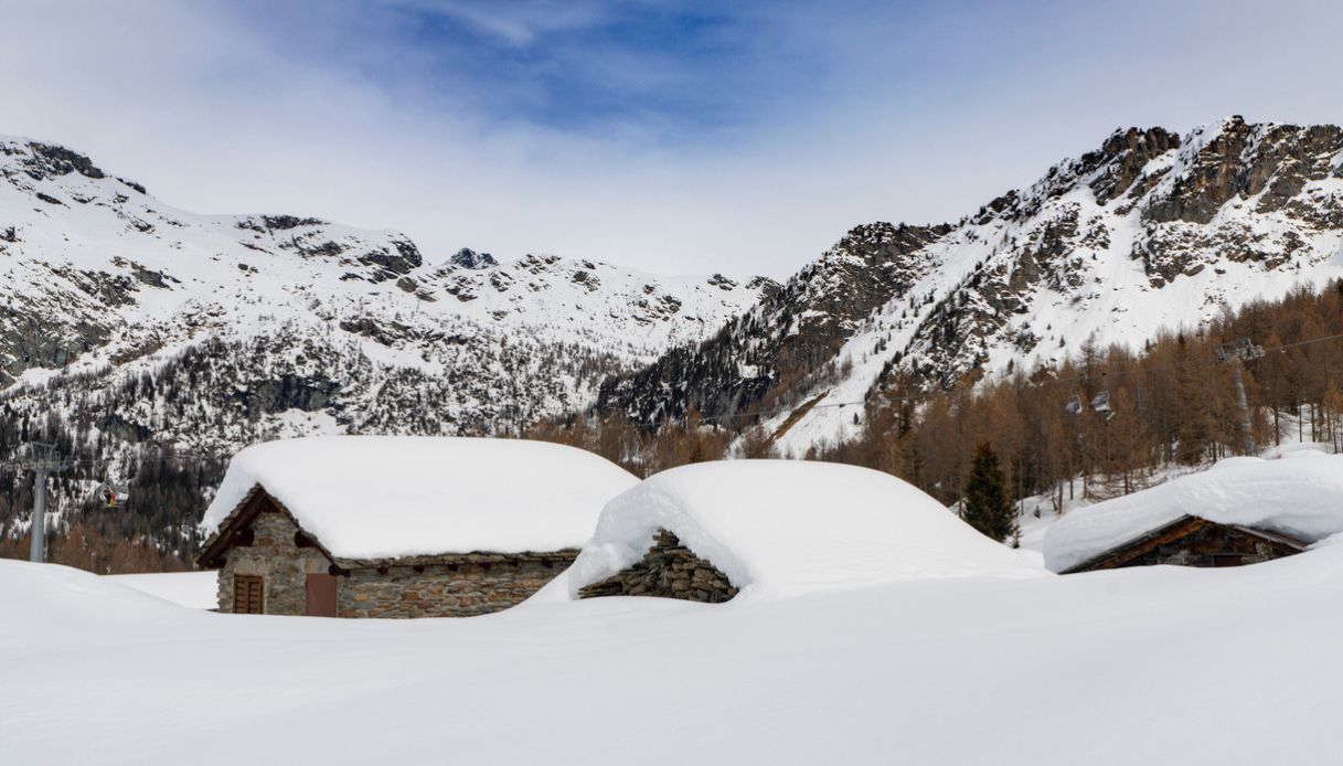 Panorama innevato dell'Alpe Palù, Valmalenco
