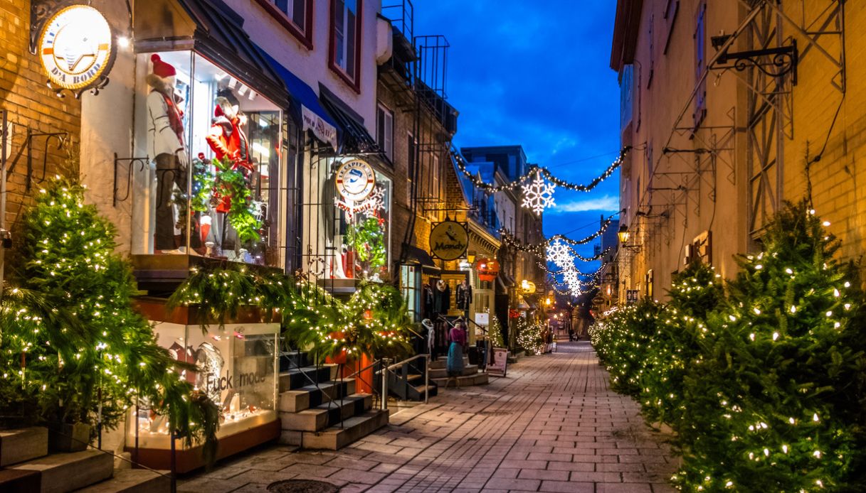 Rue du Petit-Champlain nel centro storico di Québec City a Natale