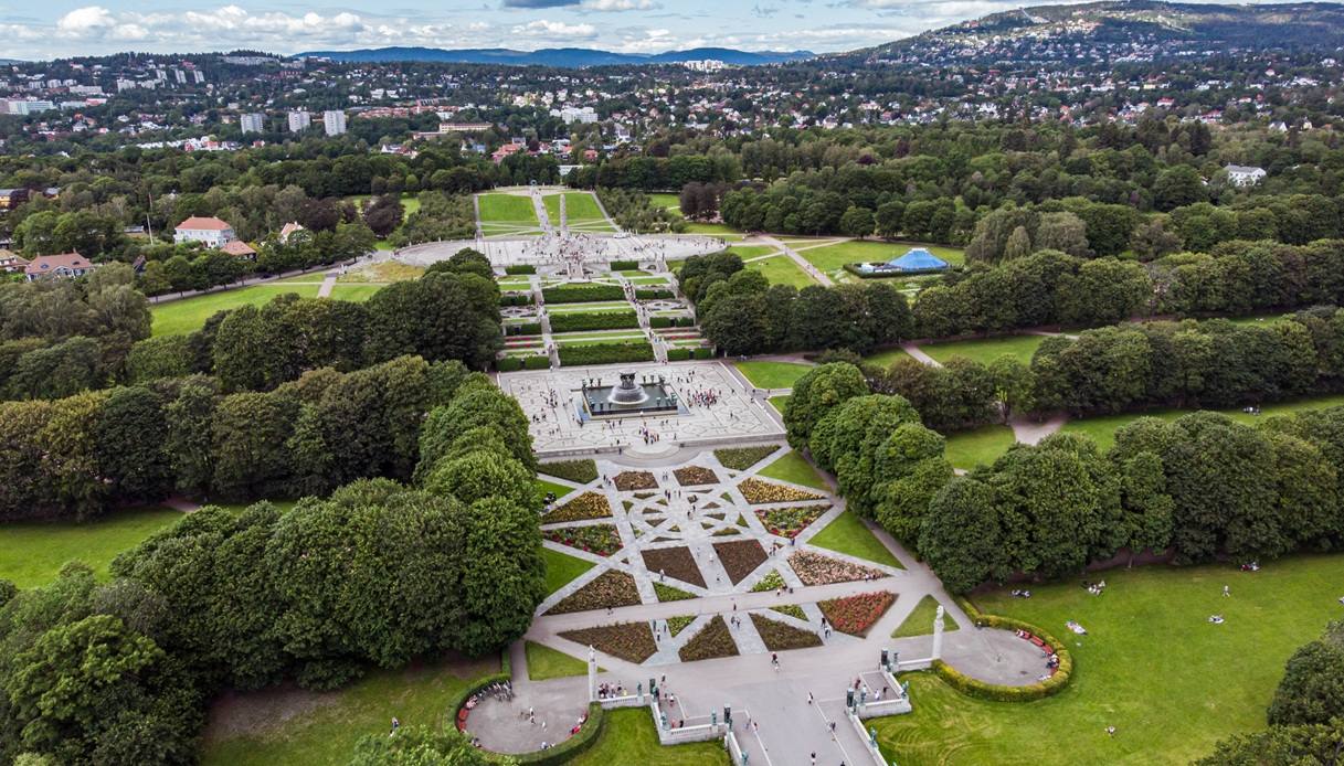 Vista panoramica sul Vigeland Park, quartiere Frogner di Oslo