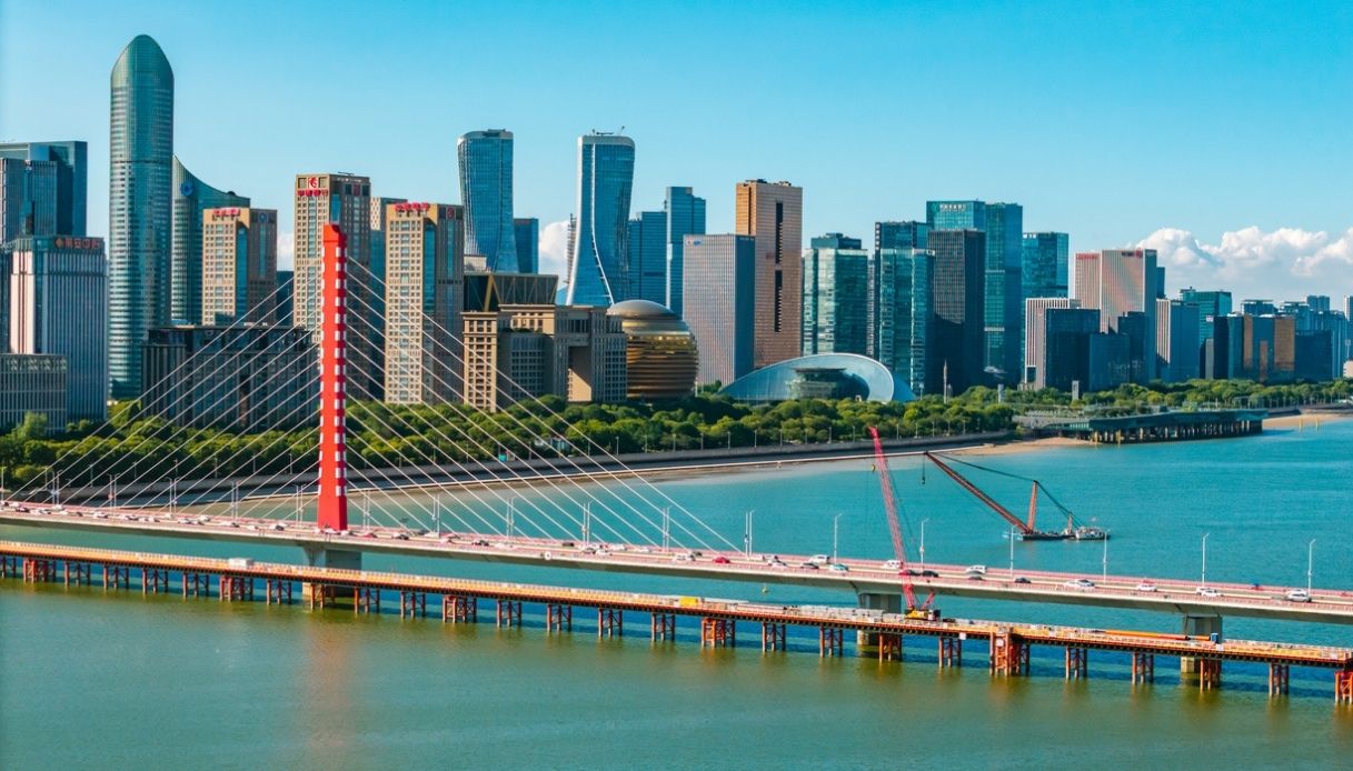Lo skyline moderno di Hangzhou