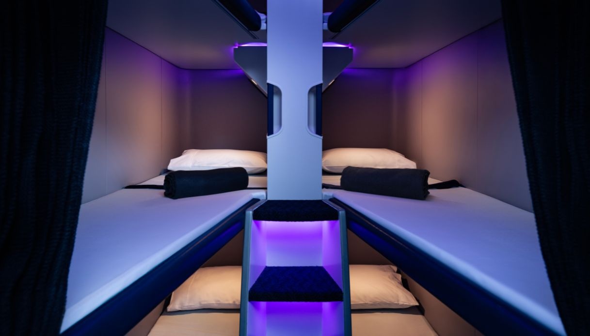 Capsule letto Skynest su Air New Zealand
