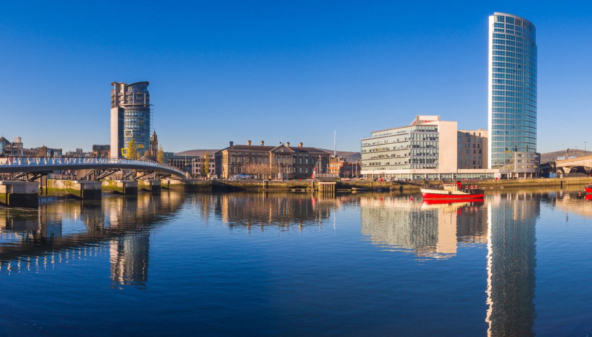 Panorama del Porto di Belfast, Irlanda del Nord