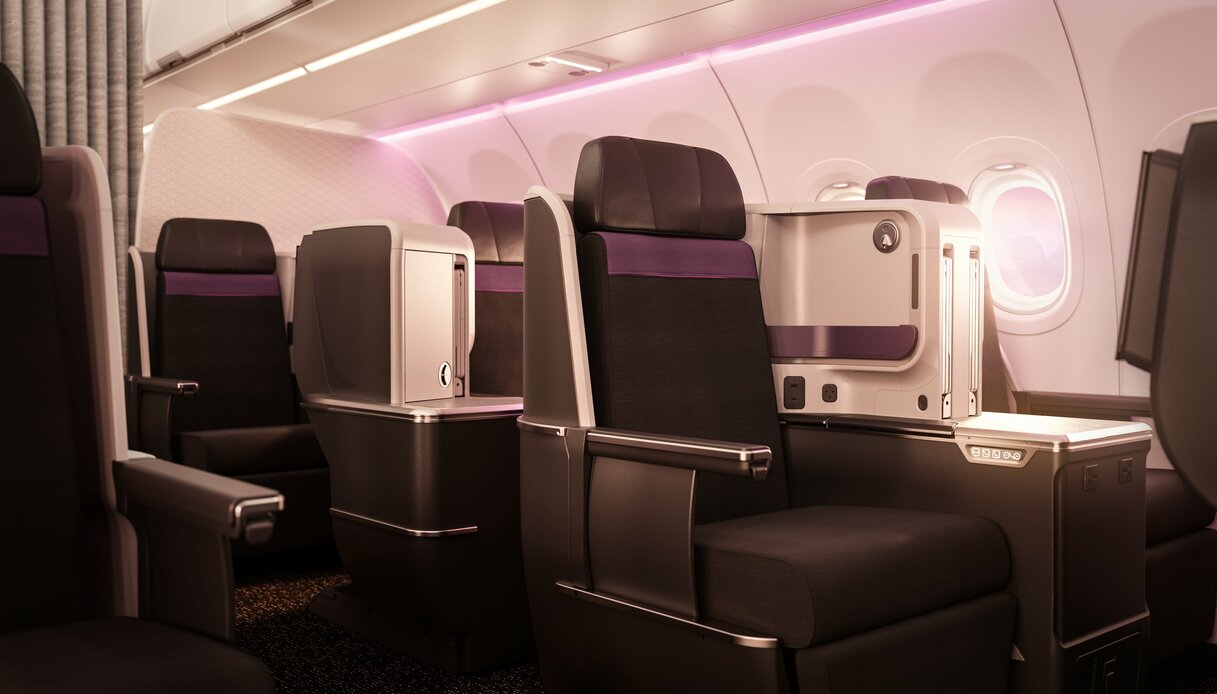 Interno del nuovo Airbus A321neo della Thai Airways