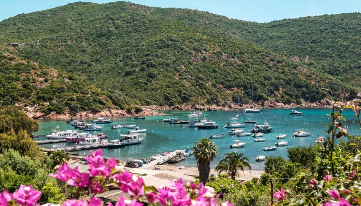Barche turistiche a Girolata in Corsica