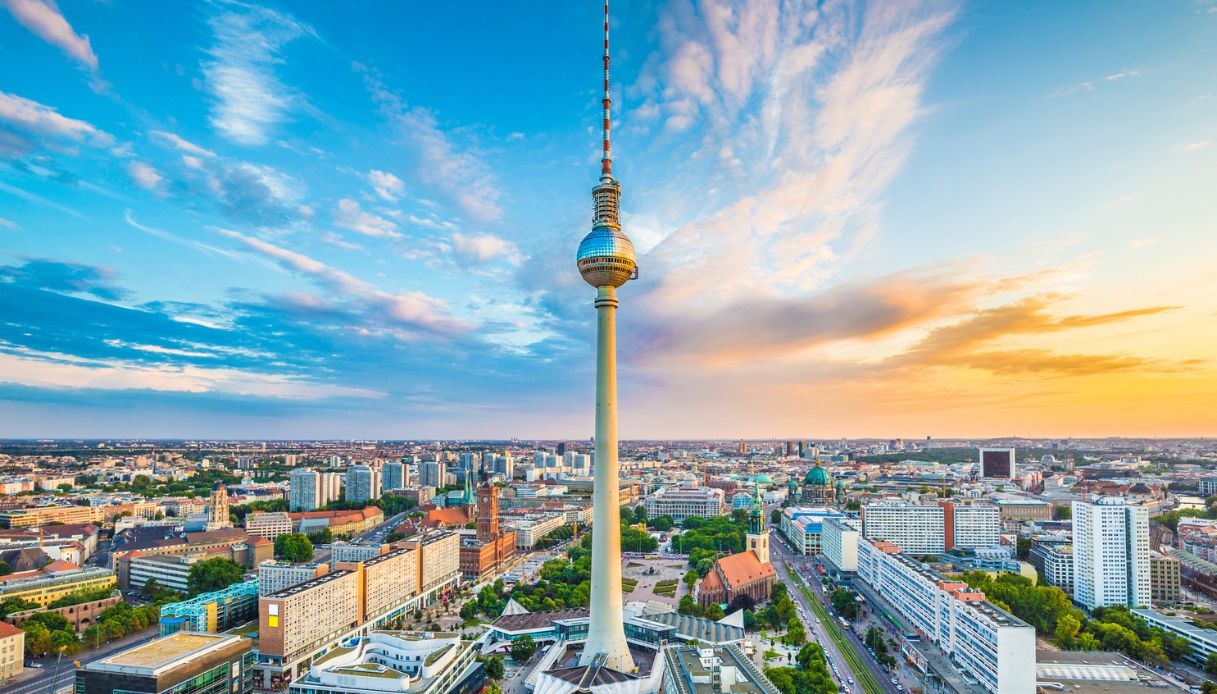 Veduta aerea di Alexanderplatz a Berlino, Germania
