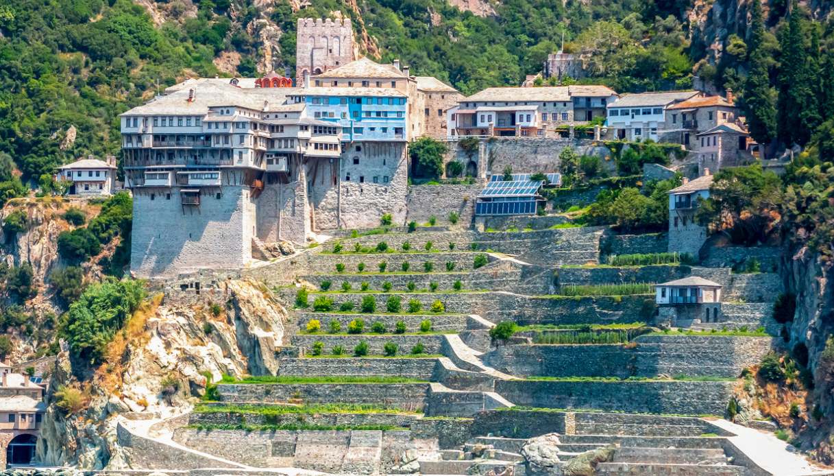 Dettagli del Monastero di Dionysiou, Grecia