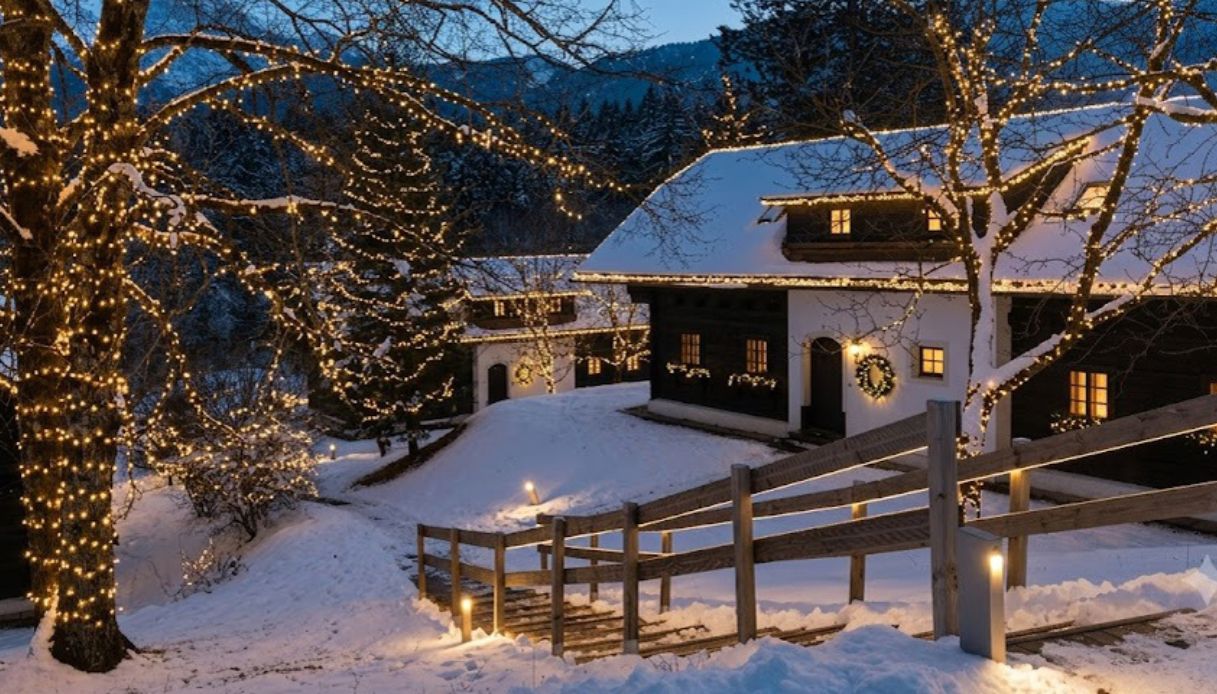 Suggestivo paesaggio invernale a Villach, Austria